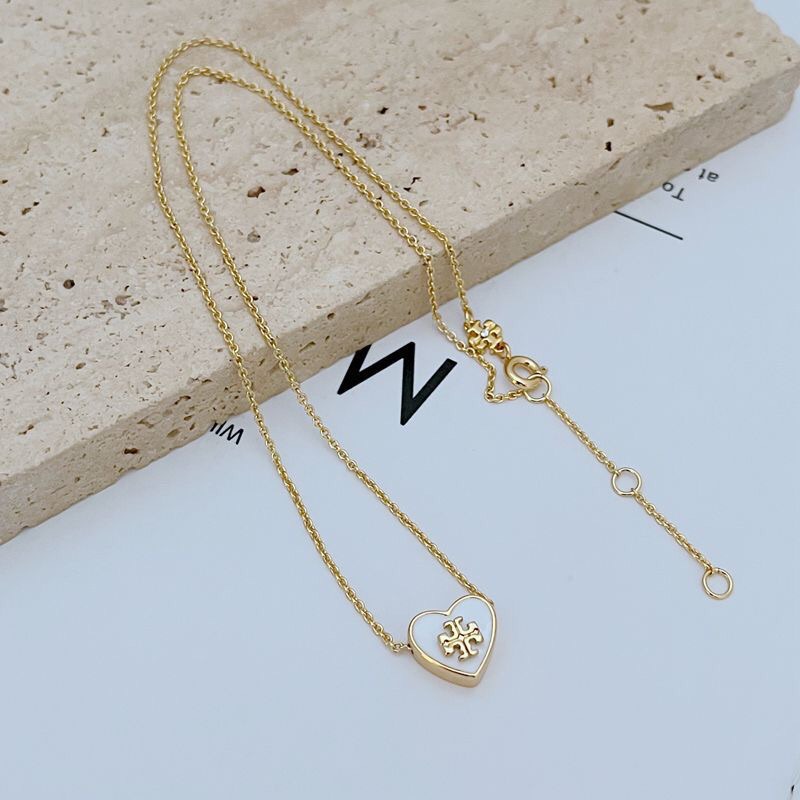 Tory Burch Gold And White Heart Pendant Necklace 30$